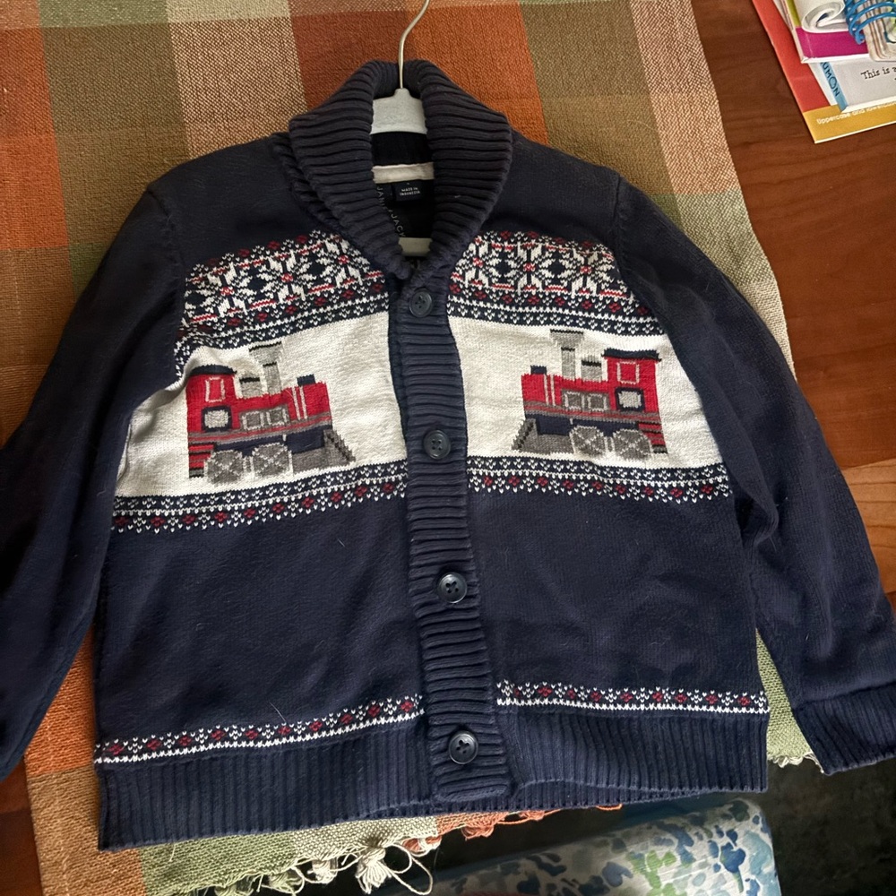 Janie and Jack Navy Train Sweater